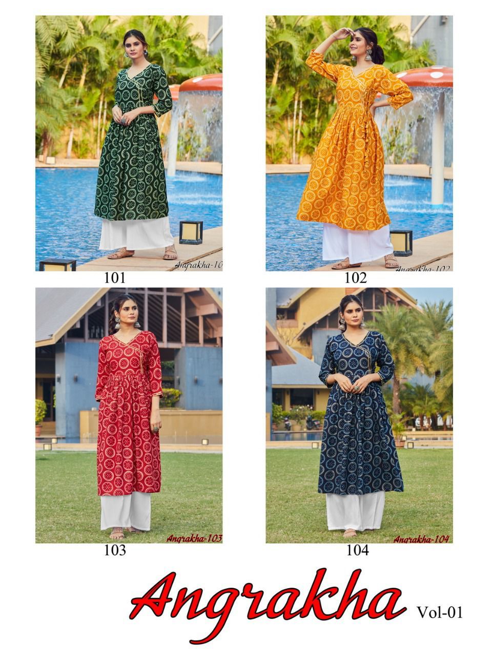 Blue Hills Angrakha Fancy Ethnic Wear Rayon Printed Designer Anarkali Kurti Collection